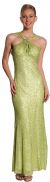 Main image of Halter Neck Long Beaded Gown with Flared Bottom